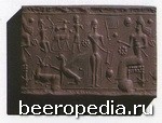 Рельефное изображение на оттиске этой цилиндрической печати свидетельствует о важной роли пивоварения в Древнем мире