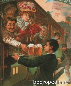 Светлый эль стал пивом железнодорожной эпохи. Поезда перевозили его из Бёртона во все уголки Британии. К тому же, как видно из открытки, светлым элем освежались пассажиры во время долгих утомительных путешествий